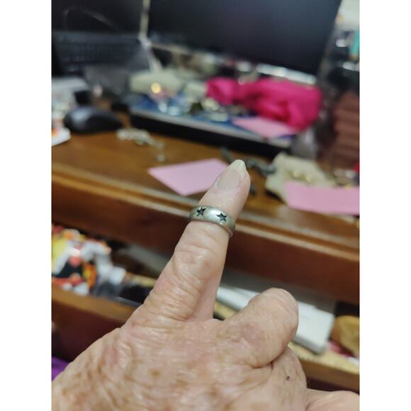 CW 925 cuff tie ring with stars size 3 - Picture 2 of 4